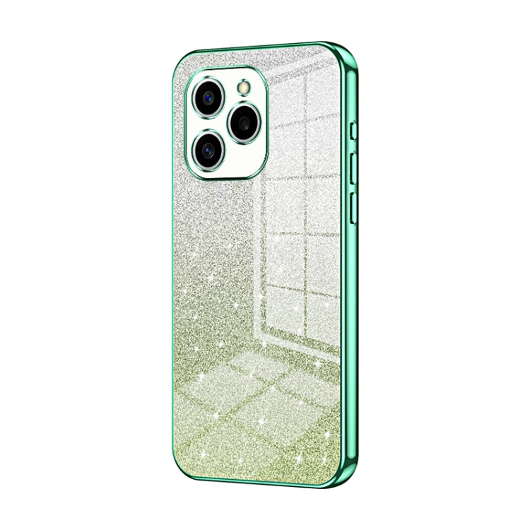 For Honor 60 SE Gradient Glitter Powder Electroplated Phone Case(Green)