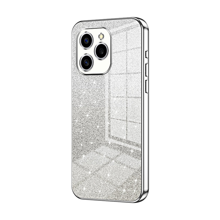 For Honor 60 SE Gradient Glitter Powder Electroplated Phone Case(Silver)