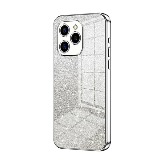 For Honor 60 SE Gradient Glitter Powder Electroplated Phone Case(Silver)
