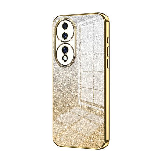 For Honor 70 Gradient Glitter Powder Electroplated Phone Case(Gold)
