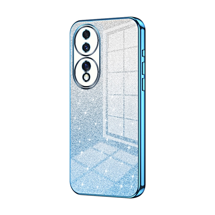 For Honor 70 Gradient Glitter Powder Electroplated Phone Case(Blue)