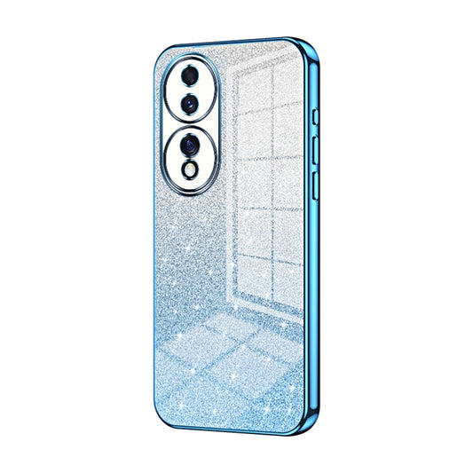 For Honor 70 Gradient Glitter Powder Electroplated Phone Case(Blue)