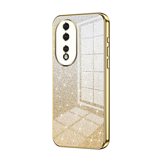 For Honor 80 Gradient Glitter Powder Electroplated Phone Case(Gold)