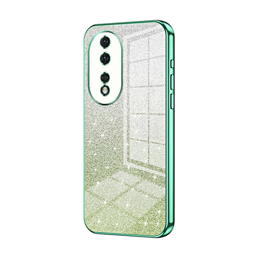 For Honor 80 Gradient Glitter Powder Electroplated Phone Case(Green)