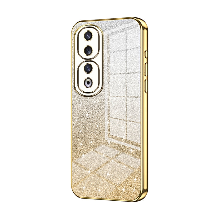 For Honor 90 Pro Gradient Glitter Powder Electroplated Phone Case(Gold)
