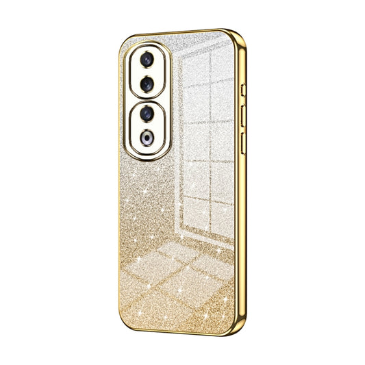 For Honor 90 Pro Gradient Glitter Powder Electroplated Phone Case(Gold)