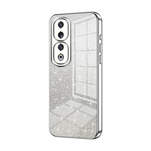 For Honor 90 Pro Gradient Glitter Powder Electroplated Phone Case(Silver)