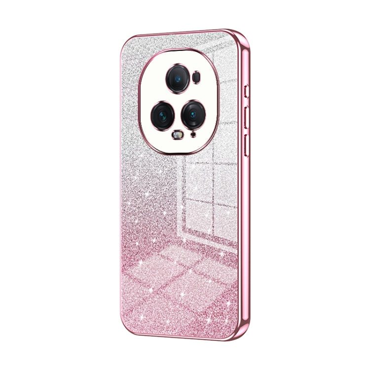 For Honor Magic5 Ultimate Gradient Glitter Powder Electroplated Phone Case(Pink)