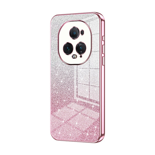 For Honor Magic5 Ultimate Gradient Glitter Powder Electroplated Phone Case(Pink)