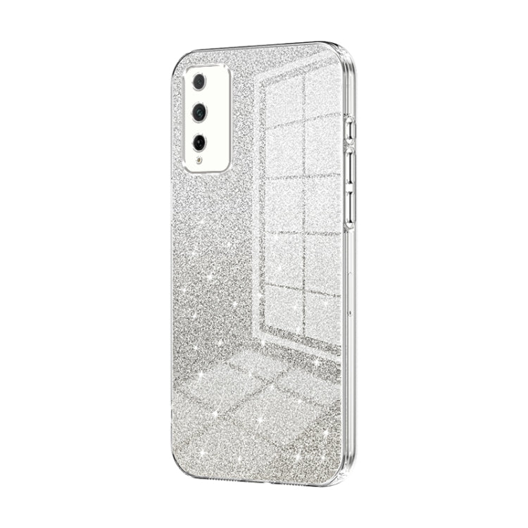 For Honor Play 4T Pro Gradient Glitter Powder Electroplated Phone Case(Transparent)