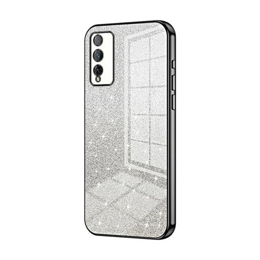 For Honor Play 4T Pro Gradient Glitter Powder Electroplated Phone Case(Black)