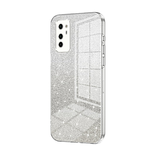 For Honor V30 Gradient Glitter Powder Electroplated Phone Case(Transparent)