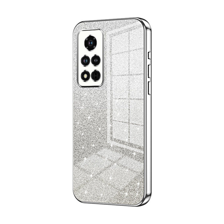 For Honor V40 Gradient Glitter Powder Electroplated Phone Case(Silver)