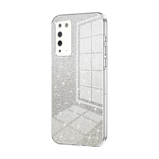 For Honor X10 Gradient Glitter Powder Electroplated Phone Case(Transparent)