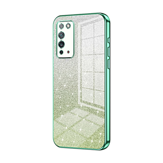 For Honor X10 Gradient Glitter Powder Electroplated Phone Case(Green)