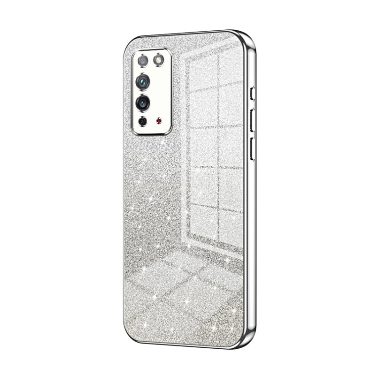 For Honor X10 Gradient Glitter Powder Electroplated Phone Case(Silver)
