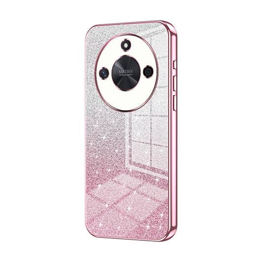 For Honor X50 Gradient Glitter Powder Electroplated Phone Case(Pink)