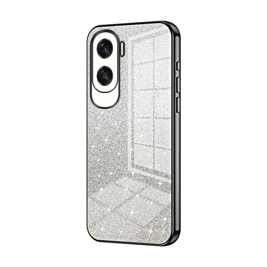 For Honor X50i / 90 Lite Gradient Glitter Powder Electroplated Phone Case(Black)