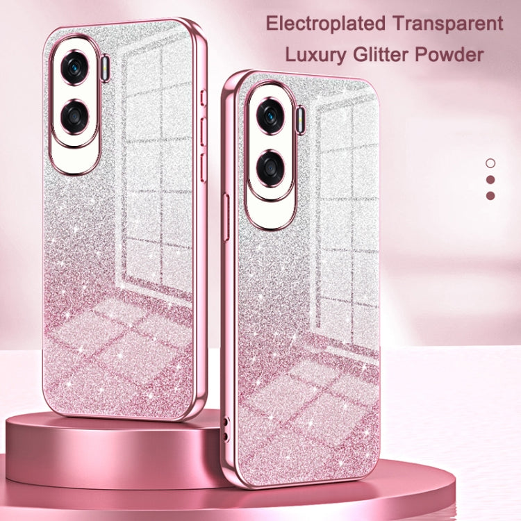 For Honor 90 Gradient Glitter Powder Electroplated Phone Case(Pink)