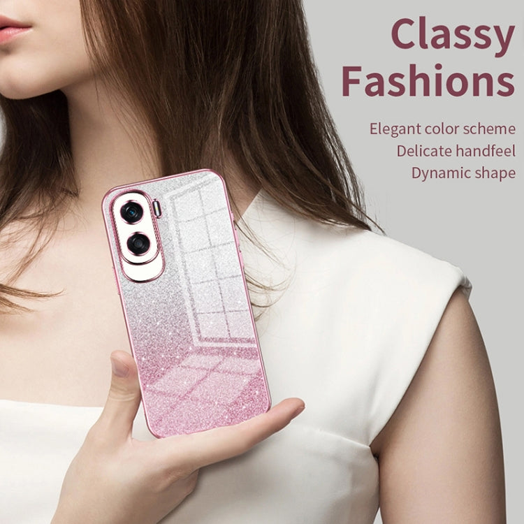 For Honor 50 / Huawei nova 9 Gradient Glitter Powder Electroplated Phone Case(Pink)