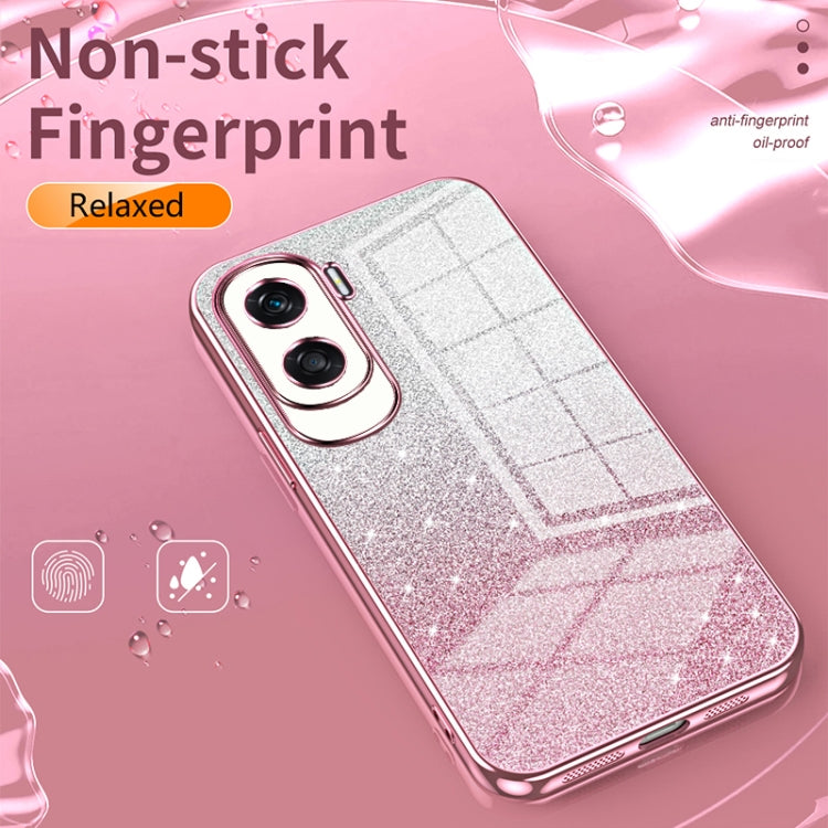 For Honor 90 Gradient Glitter Powder Electroplated Phone Case(Pink)
