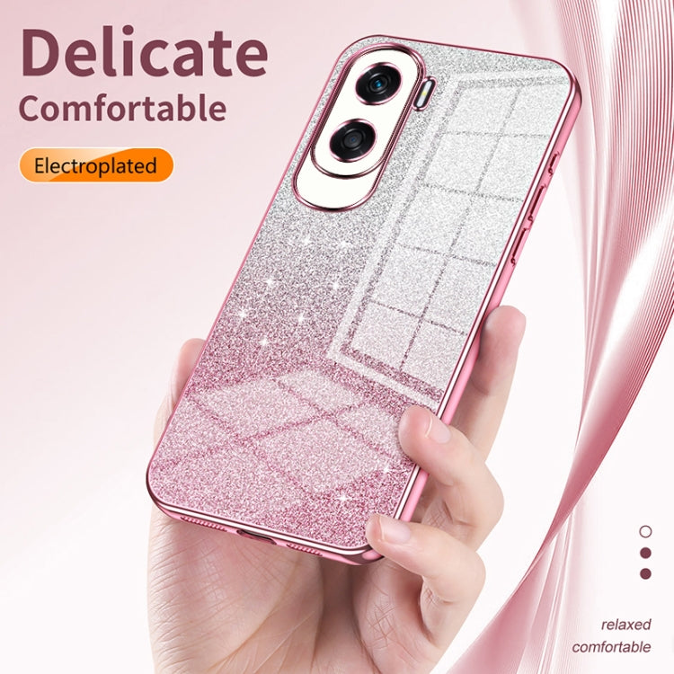 For Honor 90 Gradient Glitter Powder Electroplated Phone Case(Pink)