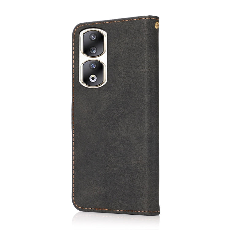 For Honor 90 Pro Dual-color Stitching Leather Phone Case(Black Brown)