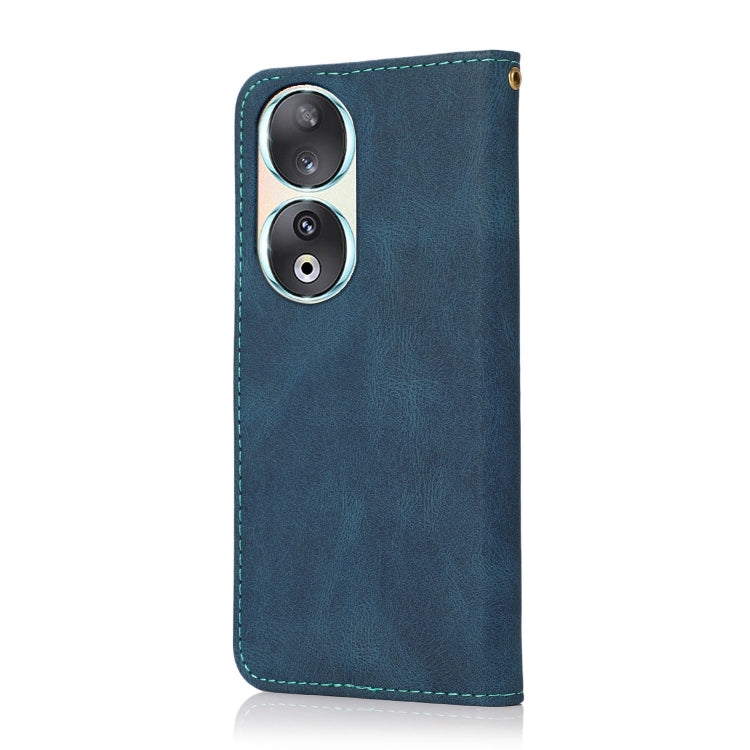 For Honor 90 Dual-color Stitching Leather Phone Case(Blue Green)