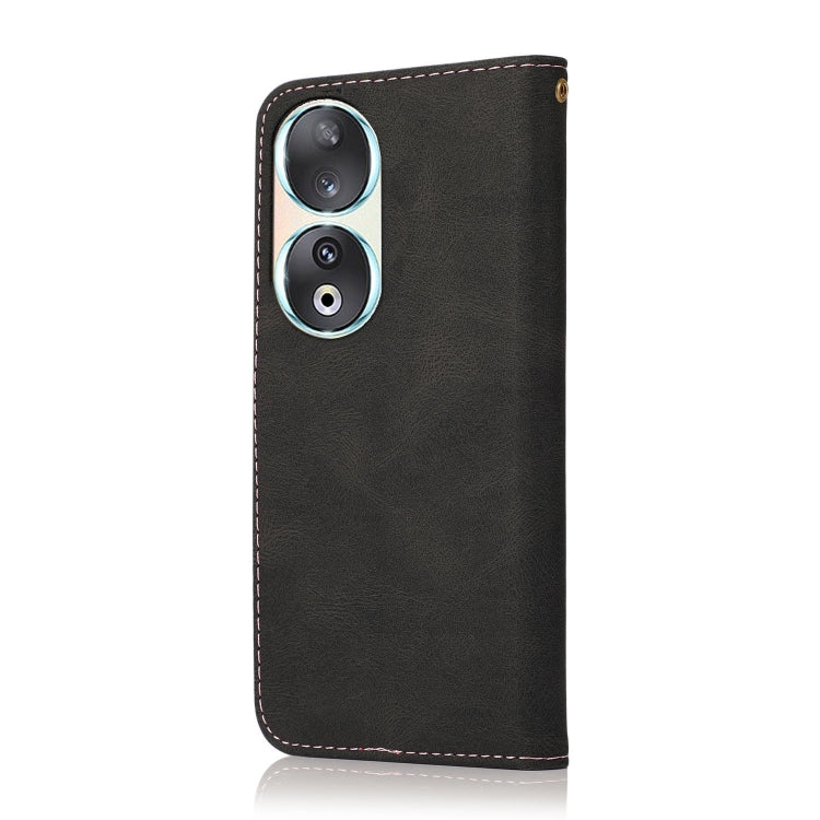 For Honor 90 Dual-color Stitching Leather Phone Case(Black Rose Gold)