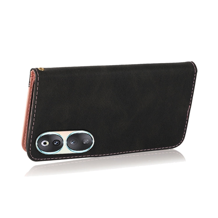 For Honor 90 Dual-color Stitching Leather Phone Case(Black Rose Gold)