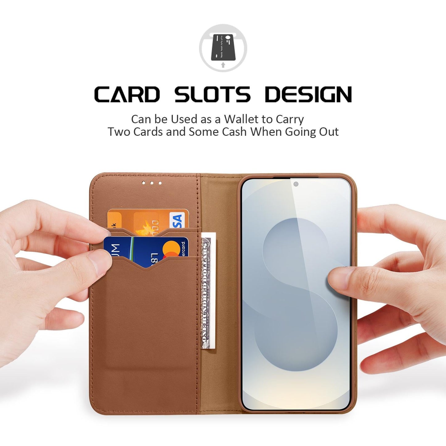 For Samsung Galaxy S25 Edge 5G DUX DUCIS Hivo Series Cowhide + PU + TPU Flip Phone Case(Brown)