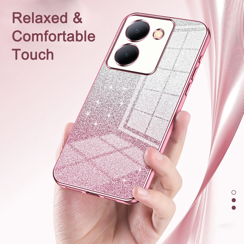 For vivo iQOO 3 5G Gradient Glitter Powder Electroplated Phone Case(Silver)