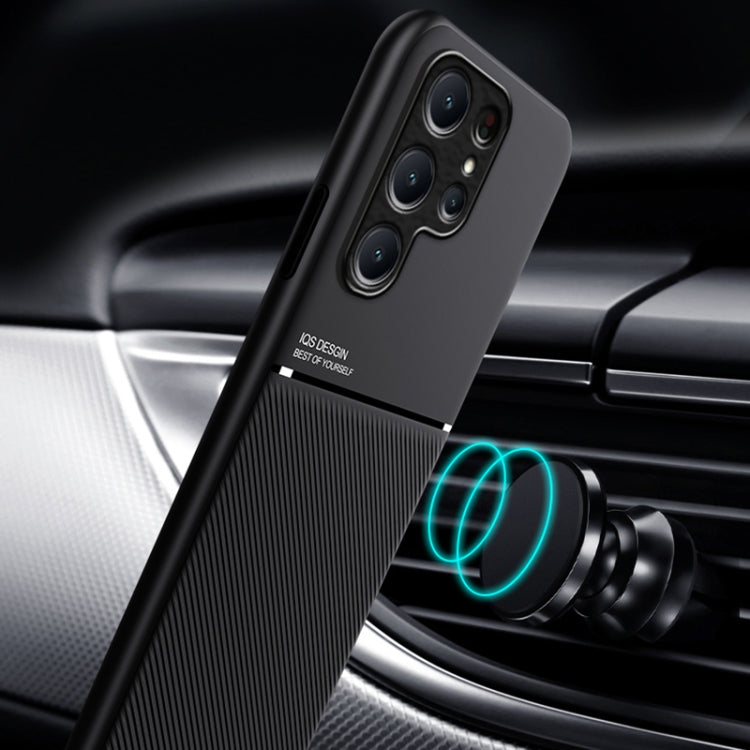 For Samsung Galaxy S24 5G Classic Tilt Strip Grain Magnetic Shockproof PC + TPU Phone Case(Black)