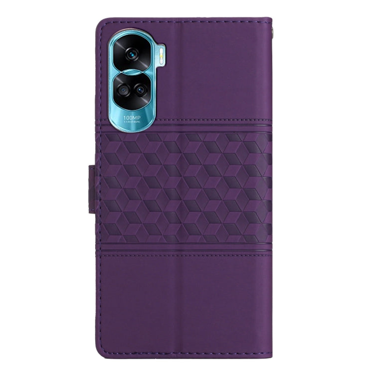 For Honor 90 Lite Diamond Embossed Skin Feel Leather Phone Case(Purple)