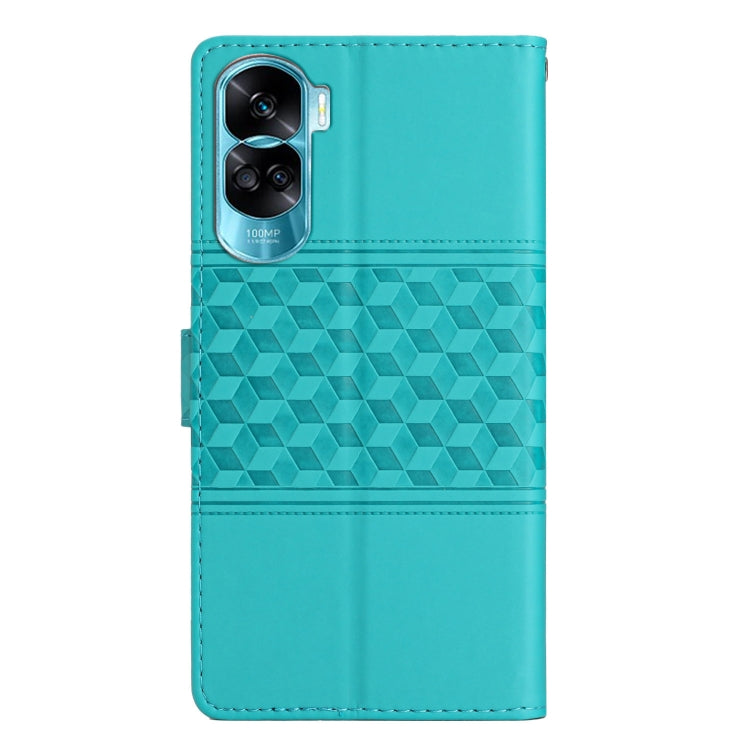 For Honor 90 Lite Diamond Embossed Skin Feel Leather Phone Case(Blue)