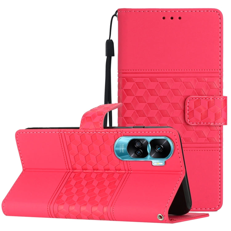 For Honor 90 Lite Diamond Embossed Skin Feel Leather Phone Case(Red)