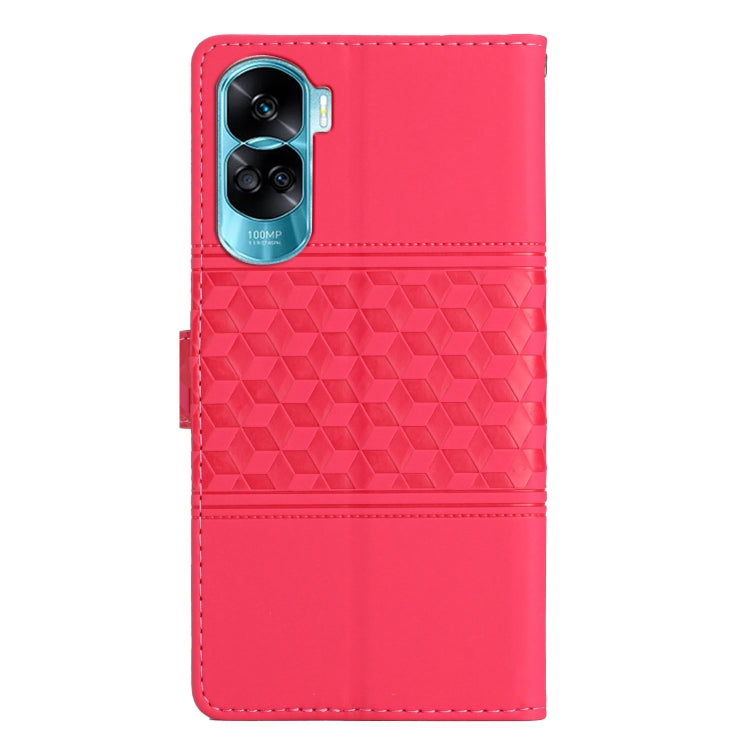 For Honor 90 Lite Diamond Embossed Skin Feel Leather Phone Case(Red)