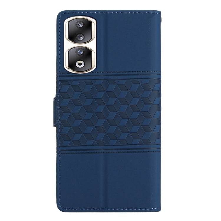 For Honor 90 Pro Diamond Embossed Skin Feel Leather Phone Case(Dark Blue)