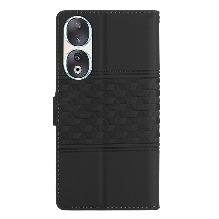 For Honor 90 Diamond Embossed Skin Feel Leather Phone Case(Black)