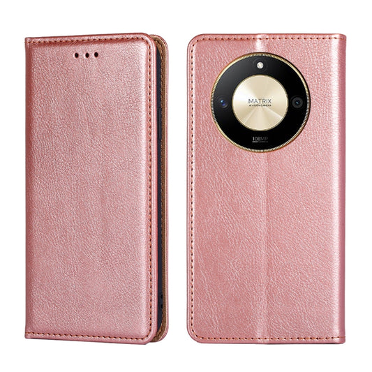 For Honor X50 5G Gloss Oil Solid Color Magnetic Leather Phone Case(Rose Gold)