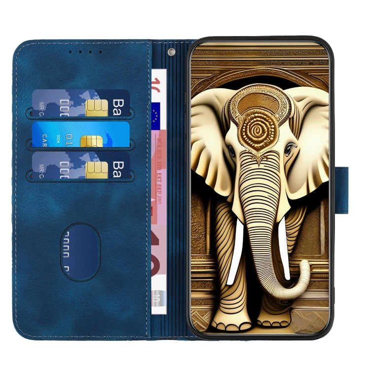 For Samsung Galaxy S24 5G YX0060 Elephant Head Embossed Phone Leather Case with Lanyard(Royal Blue)