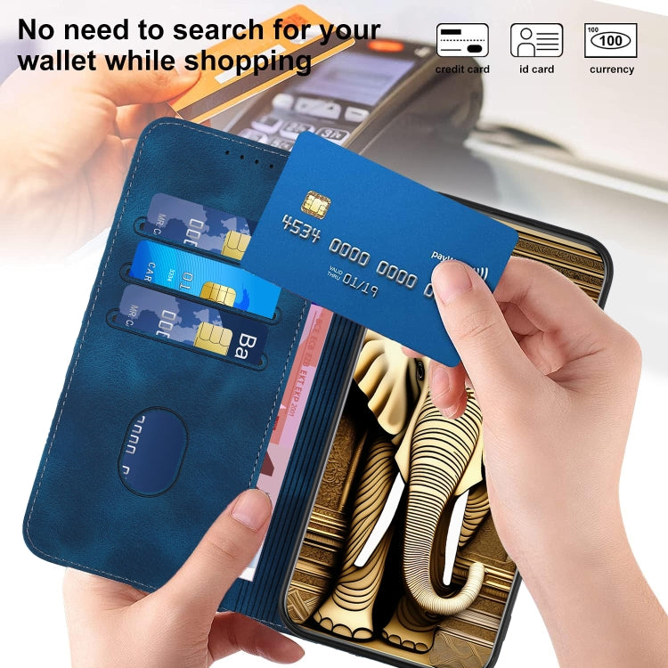 For Samsung Galaxy S24 5G YX0060 Elephant Head Embossed Phone Leather Case with Lanyard(Royal Blue)