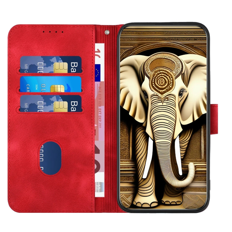 For Samsung Galaxy S24 5G YX0060 Elephant Head Embossed Phone Leather Case with Lanyard(Red)