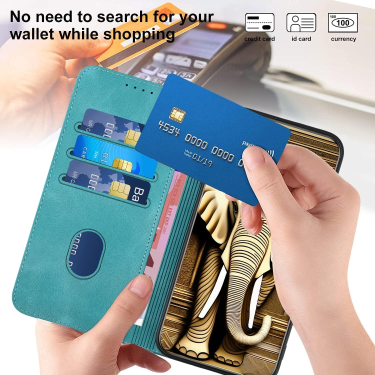 For Samsung Galaxy S24 5G YX0060 Elephant Head Embossed Phone Leather Case with Lanyard(Light Blue)