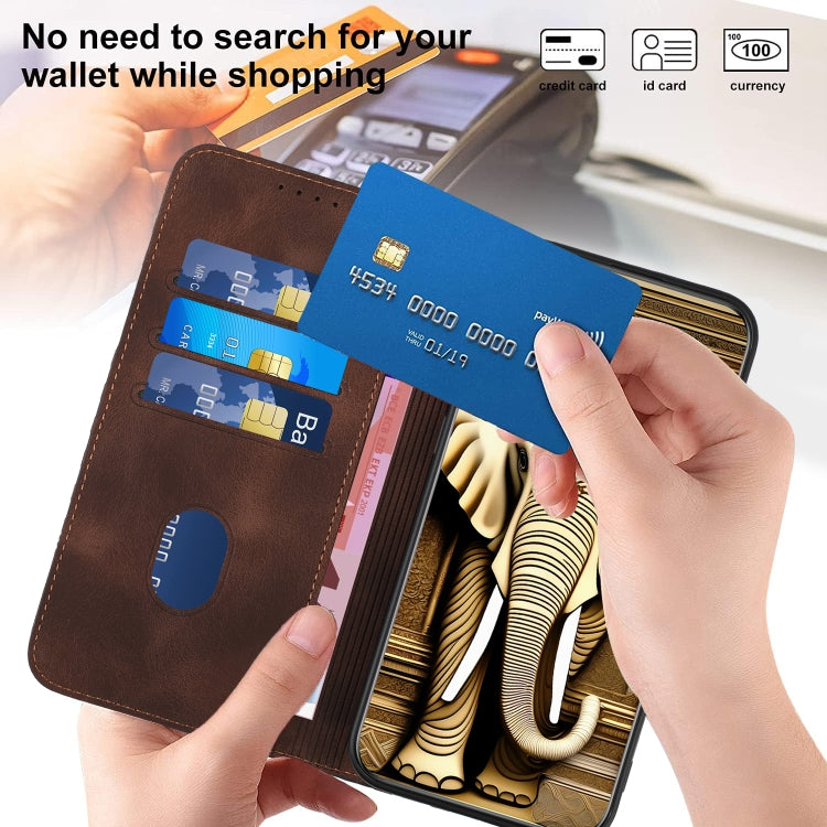 For Samsung Galaxy S24 5G YX0060 Elephant Head Embossed Phone Leather Case with Lanyard(Coffee)