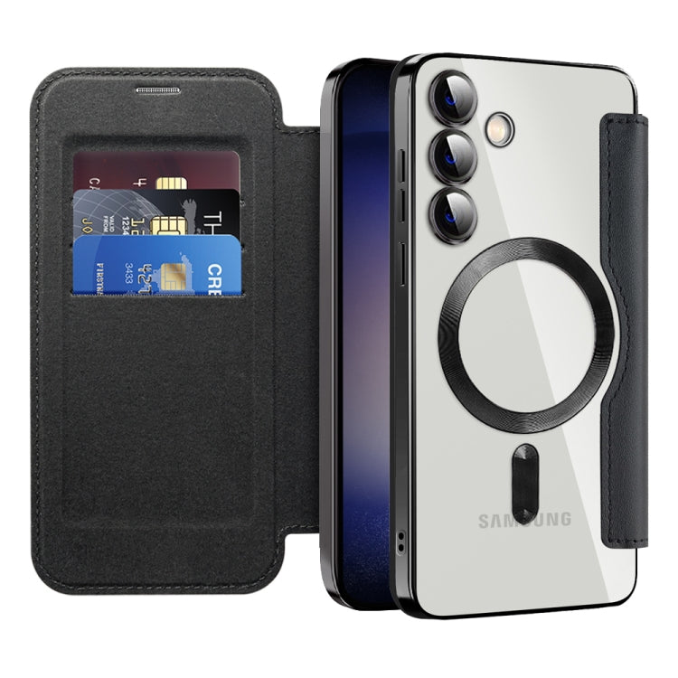 For Samsung Galaxy S24 5G MagSafe Magnetic RFID Anti-theft Leather Phone Case(Grey)
