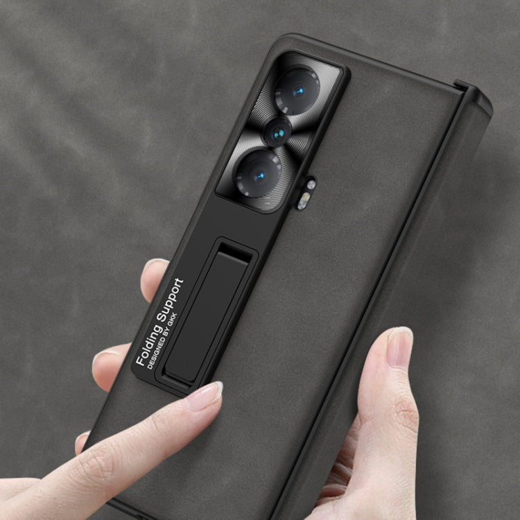 For Honor Magic VS GKK Integrated Frosted Fold Hinge Leather Phone Case with Holder(Brown)