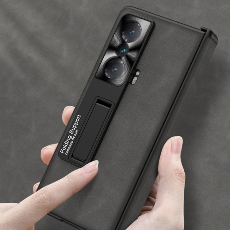 For Honor Magic VS GKK Integrated Frosted Fold Hinge Privacy Leather Phone Case with Holder(Black)