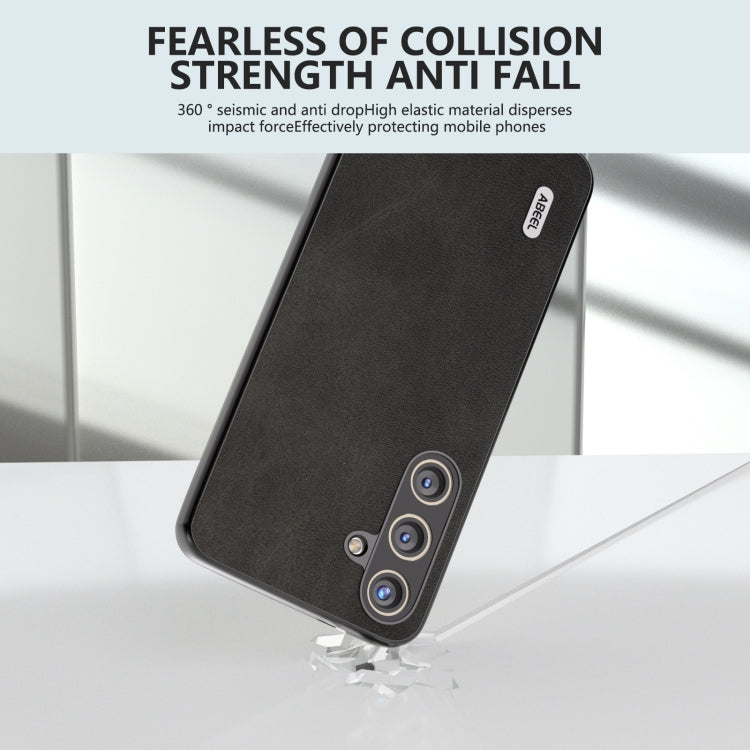 For Samsung Galaxy S24 5G ABEEL Black Edge Two-color Calf Texture PU Phone Case(Black)