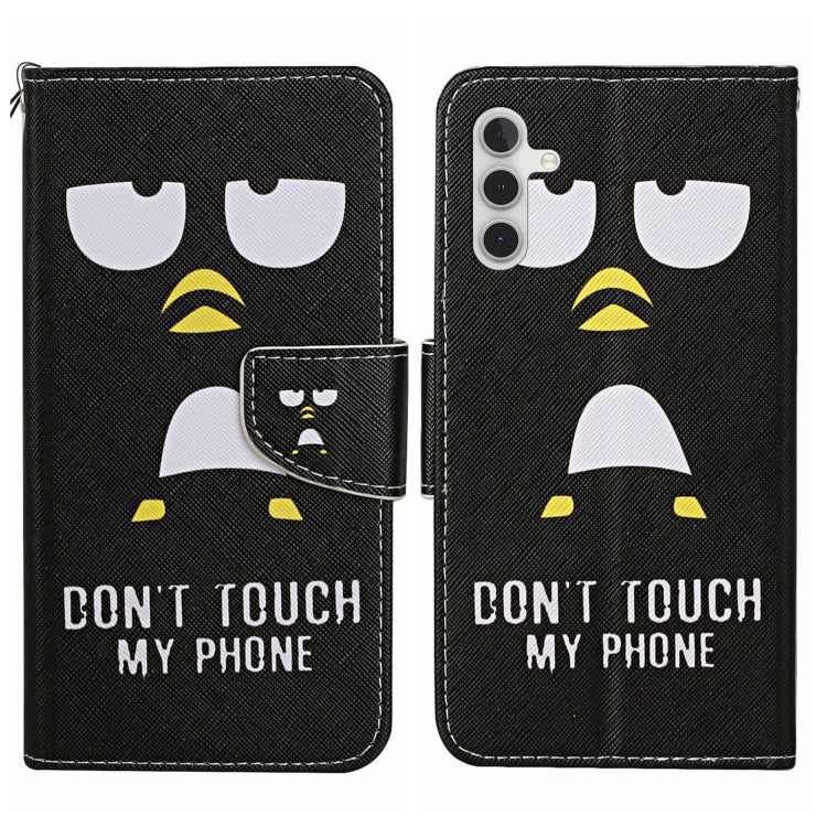 For Samsung Galaxy S24 5G Colored Drawing Pattern Leather Phone Case(Penguin)
